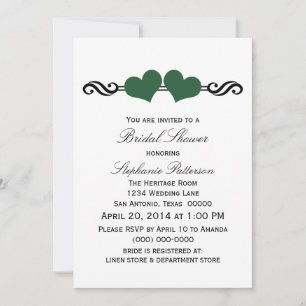 Green Elegant Hearts Bridal Shower Invite