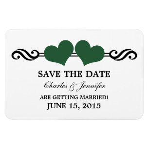 Green Elegant Hearts Save the Date Magnet