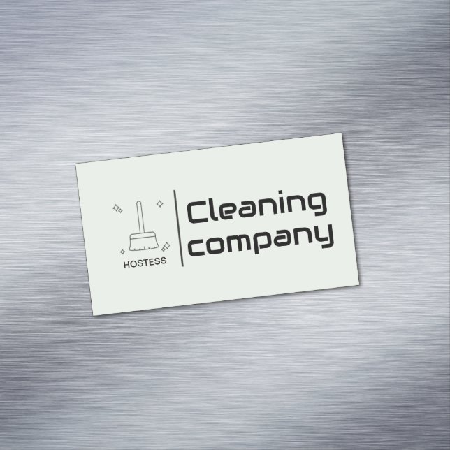 Green Elegant Minimalist Cleaning Company Simple Magnetic Business Card (In Situ)