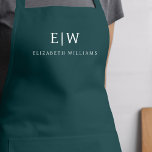 Green Elegant Modern Minimalist Monogram Name Apron<br><div class="desc">Elevate your culinary experience with our Classic Elegant Modern Minimalist Monogram Name Cooking Apron. This kitchen essential seamlessly merges timeless elegance with contemporary minimalism. Crafted with precision, this apron is not just a practical accessory but also a statement of personal style. The customisable monogram and name option allows you to...</div>