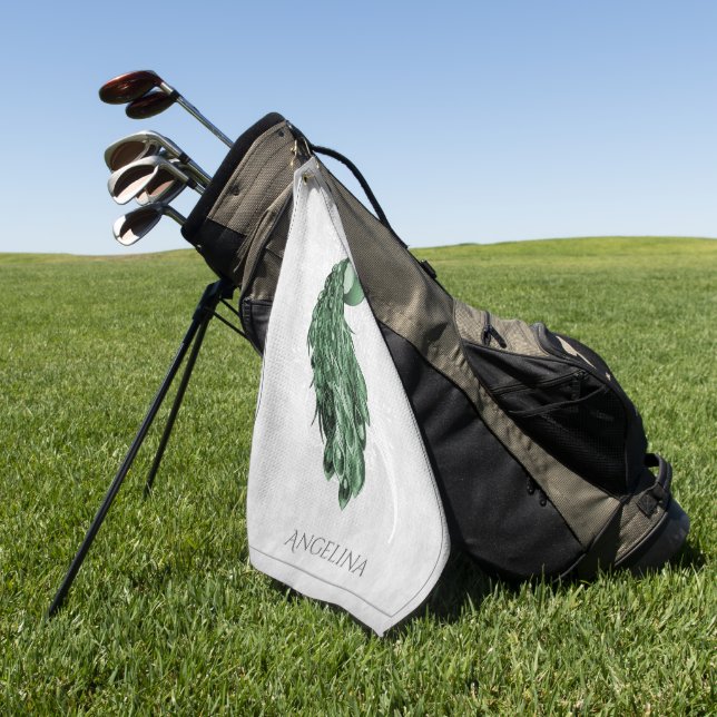 Green Elegant Peacock Golf Towel (Green)