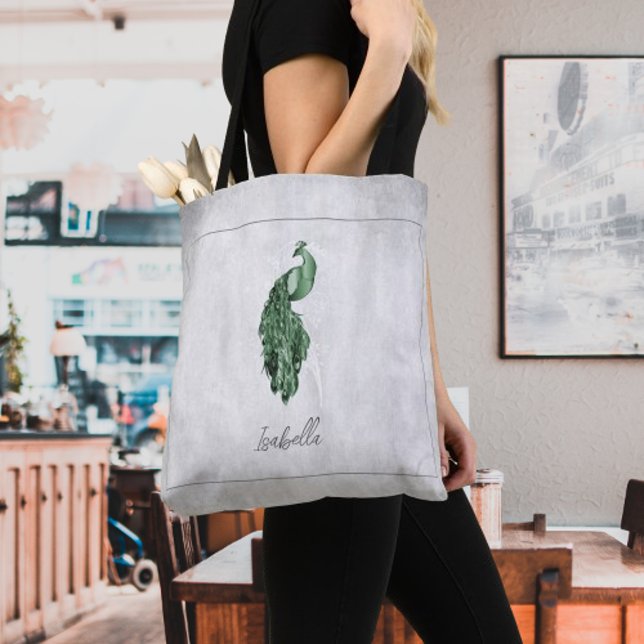 Green Elegant Peacock Personalised Tote Bag (Green Elegant Peacock Personalized Tote Bag)