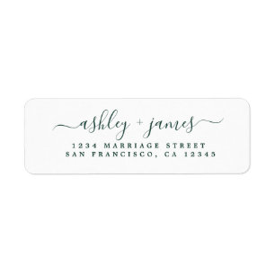 Green Elegant Script Wedding Return Address Label