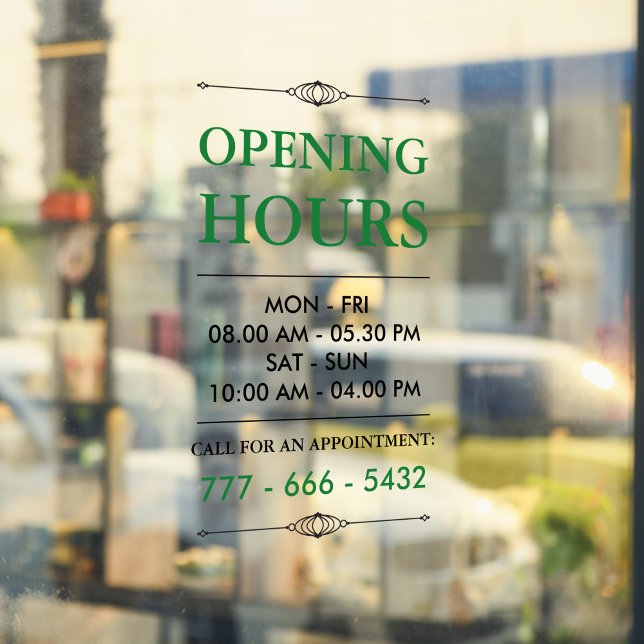 Green Elegant Small Business Opening Hours Number (Creator Uploaded)