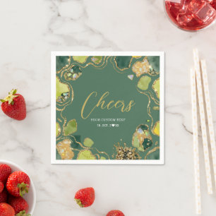 Green Elegant Stylish Faux Gold Cheers Napkin