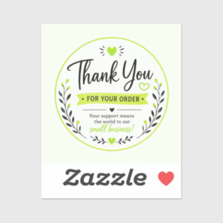 Green Elegant Thank You Sticker for Small Business