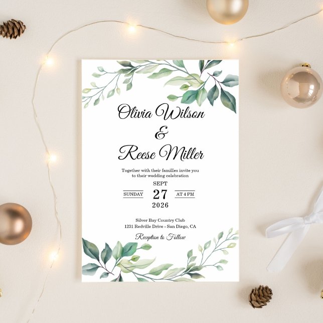 Green Elegant Wedding Invitation (wedding-invitations)