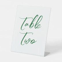 Green elegant wedding table numbers