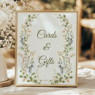 Green Elegant Wildflower Wedding  Cards and Gifts  Poster