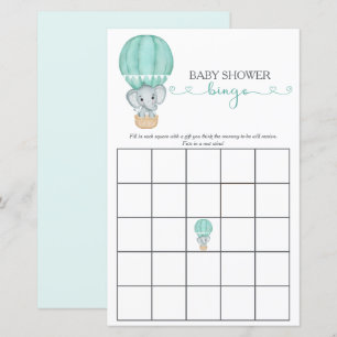 Green Elephant Baby Shower Bingo Game