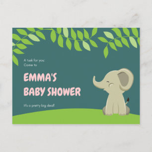 Green Elephant Baby Shower Postcard