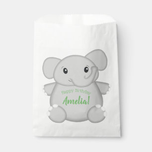 Green Elephant Birthday Party Favour Bag