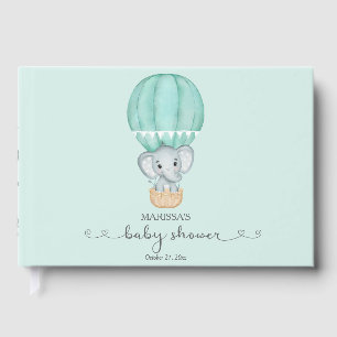 Green Elephant Gender Neutral Baby Shower Guest Book