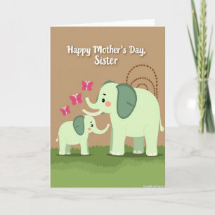 Green Elephant Mothers Day Card