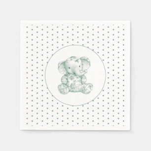 Green Elephant Polkadot Baby Shower Napkin
