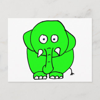 Green elephant postcard