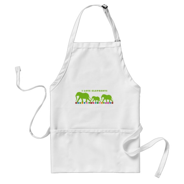 Green Elephants Walking Standard Apron (Front)