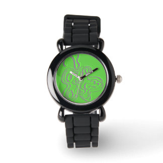 Green Embossed "Red"  Flutterfly Watch