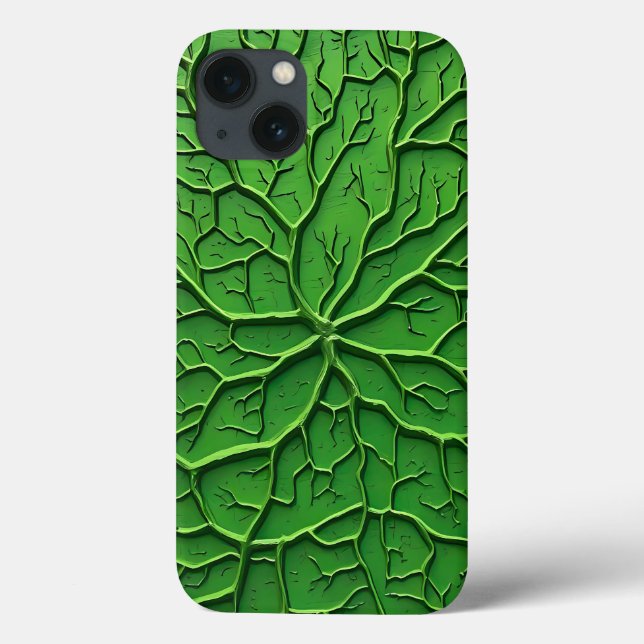 Green Embossed Tree Texture iPhone Case (Back)