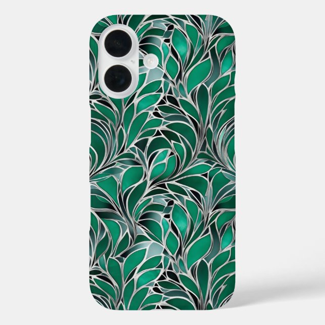 Green Emeral Silver Pattern Case-Mate iPhone Case (Back)