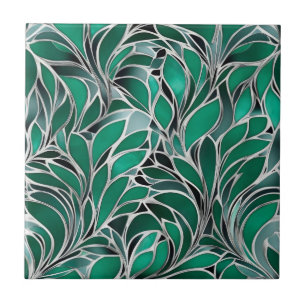 Green Emeral Silver Pattern Ceramic Tile