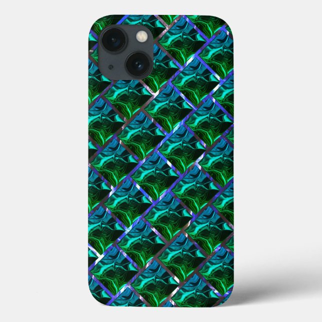 Green emerald and curves, under nickel grid Case-Mate iPhone case (Back)