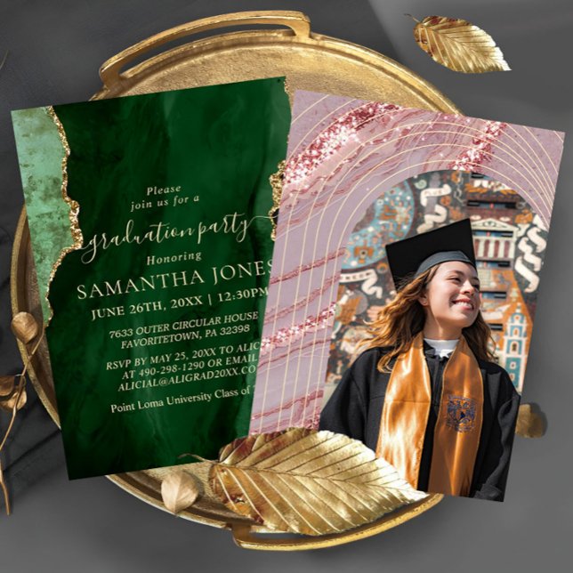 Green Emerald Beautiful Graduation Invitation (Creator Uploaded)