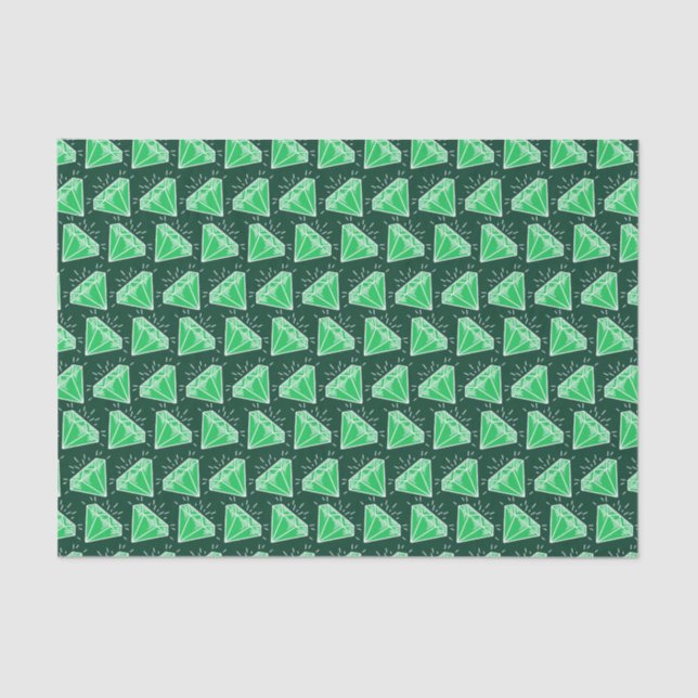Green emerald gemstone graphic art tissue paper (Front)