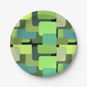 Green Emerald Lime Jade Modern Abstract Paper Plate