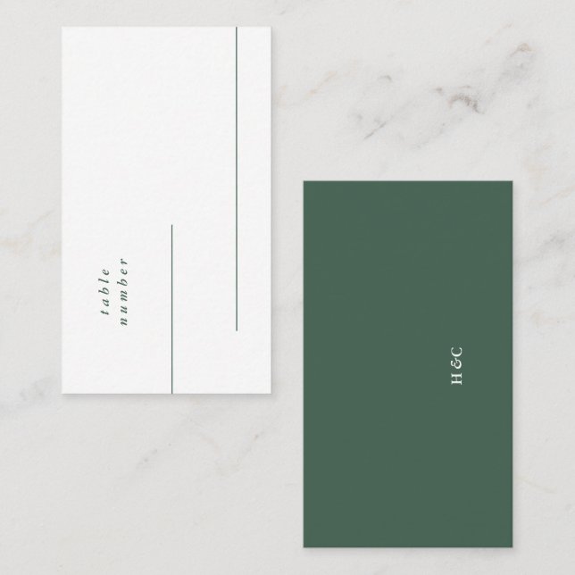 Green Emerald Modern Simple Sage Moss Clean Plain Place Card (Front/Back)