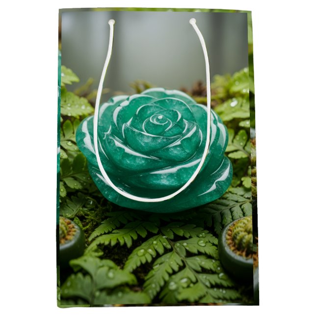 green emerald rose gift bag (Front)