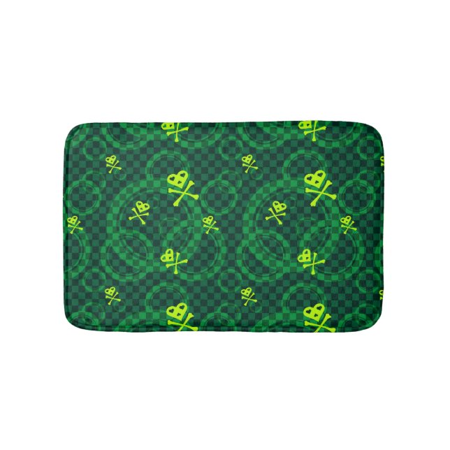 Green Emo Pattern With Circles Bath Mat (Front)