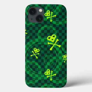 Green Emo Pattern With Circles iPhone 13 Case