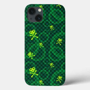 Green Emo Pattern With Circles iPhone 13 Case