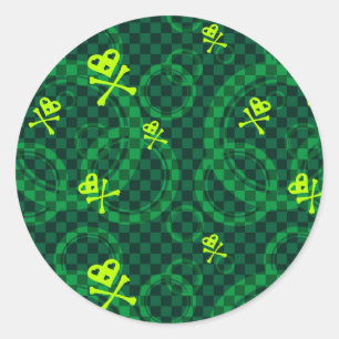 Green Emo Pattern With Circles Classic Round Sticker