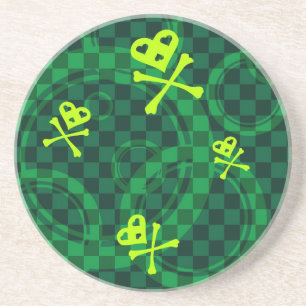 Green Emo Pattern With Circles Coaster
