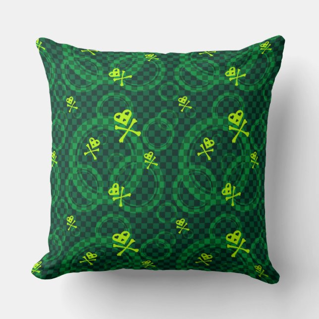 Green Emo Pattern With Circles Cushion (Front)