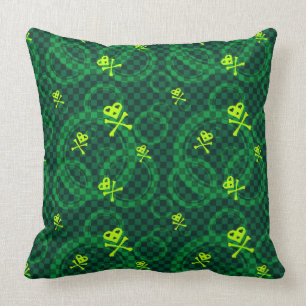 Green Emo Pattern With Circles Cushion