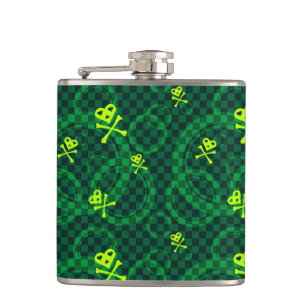 Green Emo Pattern With Circles Hip Flask