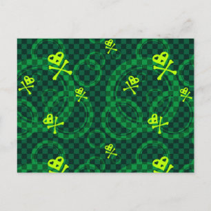 Green Emo Pattern With Circles Postcard