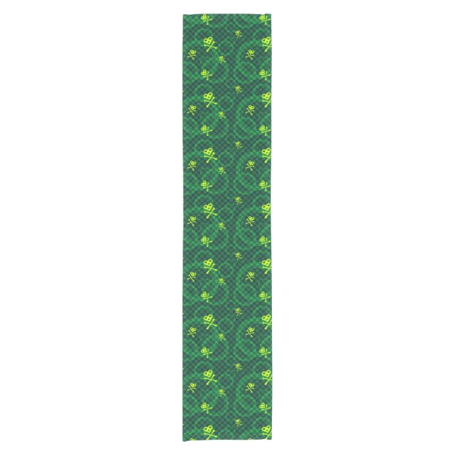 Green Emo Pattern With Circles Short Table Runner (Front)
