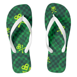 Green Emo Pattern With Circles Thongs