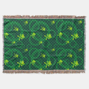 Green Emo Pattern With Circles Throw Blanket