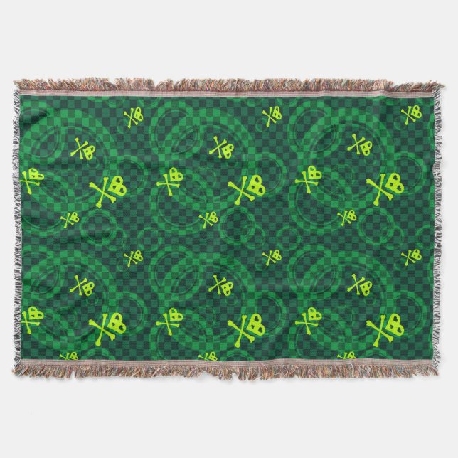 Green Emo Pattern With Circles Throw Blanket (Front)