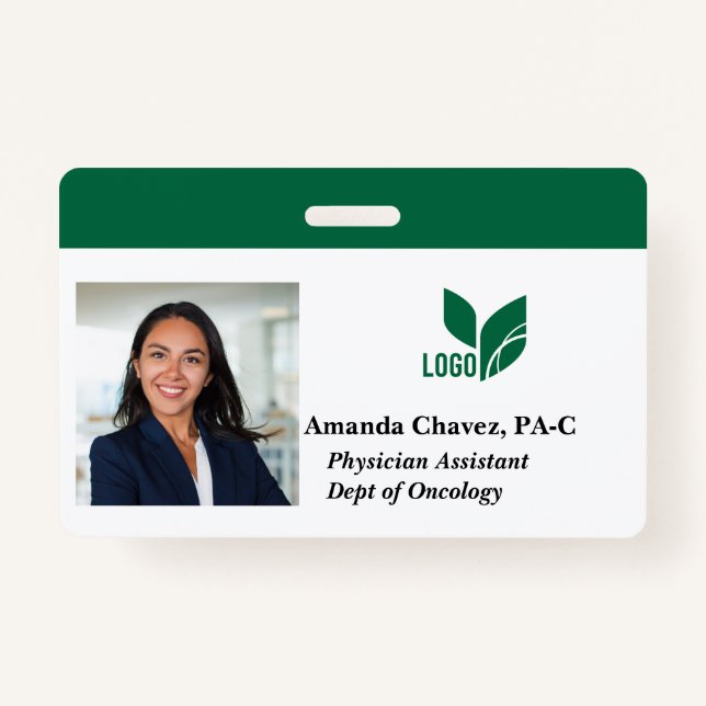 Green Employee ID Photo Name ID Badge (Front)