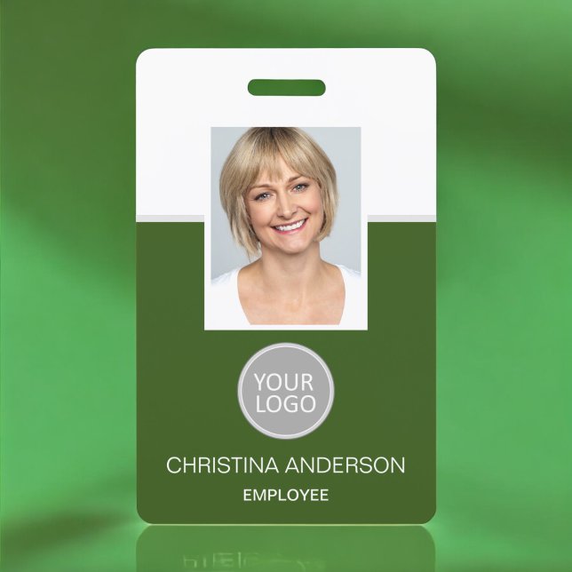 Green Employee Name Logo Photo Corporate Work ID Badge (Creator Uploaded)
