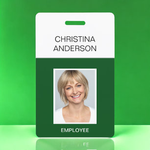 Green Employee - Name Photo Corporate Work ID Badge