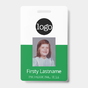 Green Employee - Photo, Bar Code, Logo, Name ID Badge