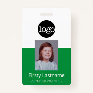Green Employee - Photo, Bar Code, Logo, Name ID ID Badge