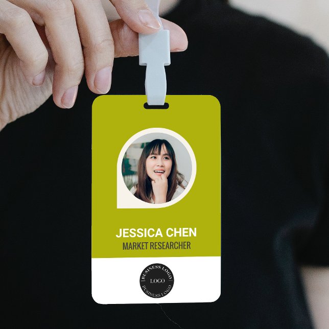 Green Employee Photo ID Card, Bar Code, Logo, Name ID Badge (Creator Uploaded)